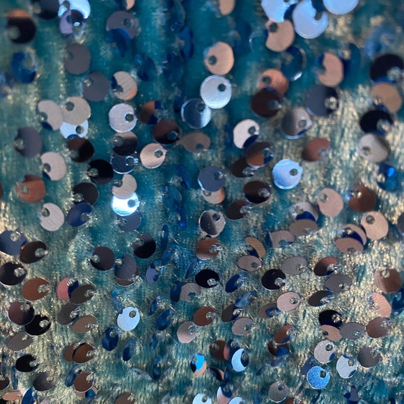 Fashion Nova Turquoise Sequin Jumpsuit - Picture 3 of 4